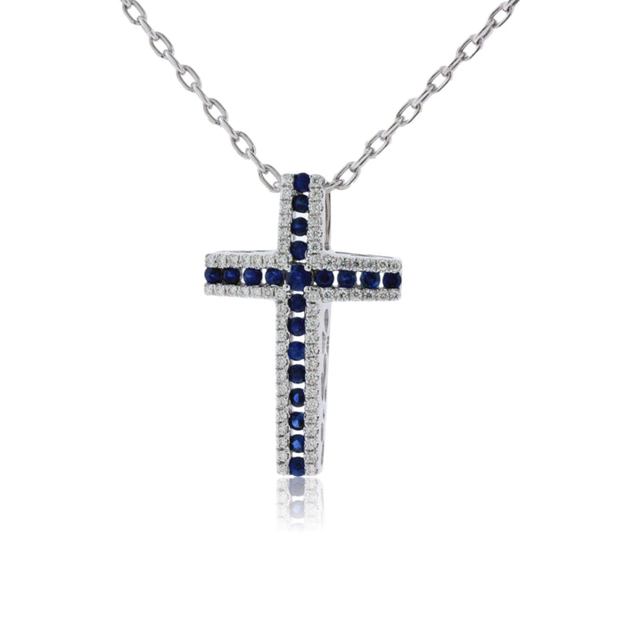 Sapphire and Diamond Cross Pendant w/Chain - Park City Jewelers