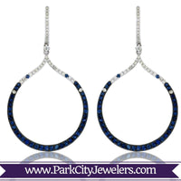 Sapphire and Diamond Dangle Circle Earrings - Park City Jewelers