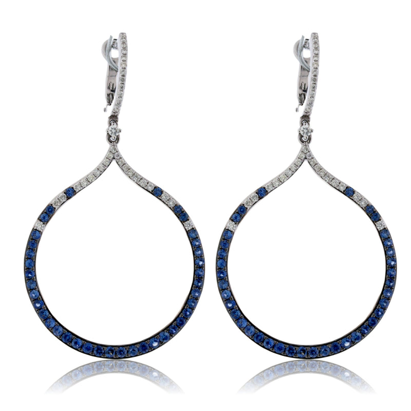 Sapphire and Diamond Dangle Circle Earrings - Park City Jewelers