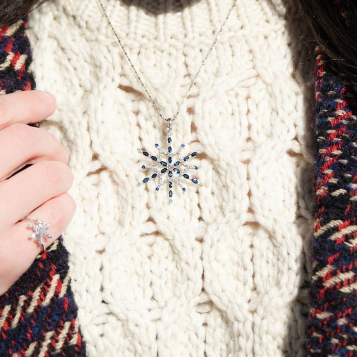Sapphire and Diamond Snowflake Pendant - Park City Jewelers