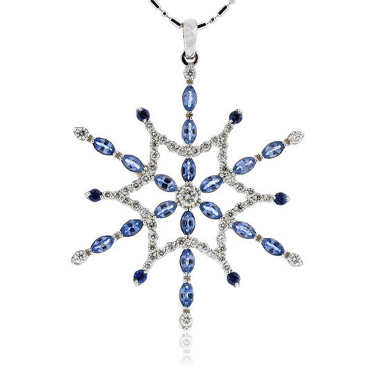 Sapphire and Diamond Snowflake Pendant - Park City Jewelers