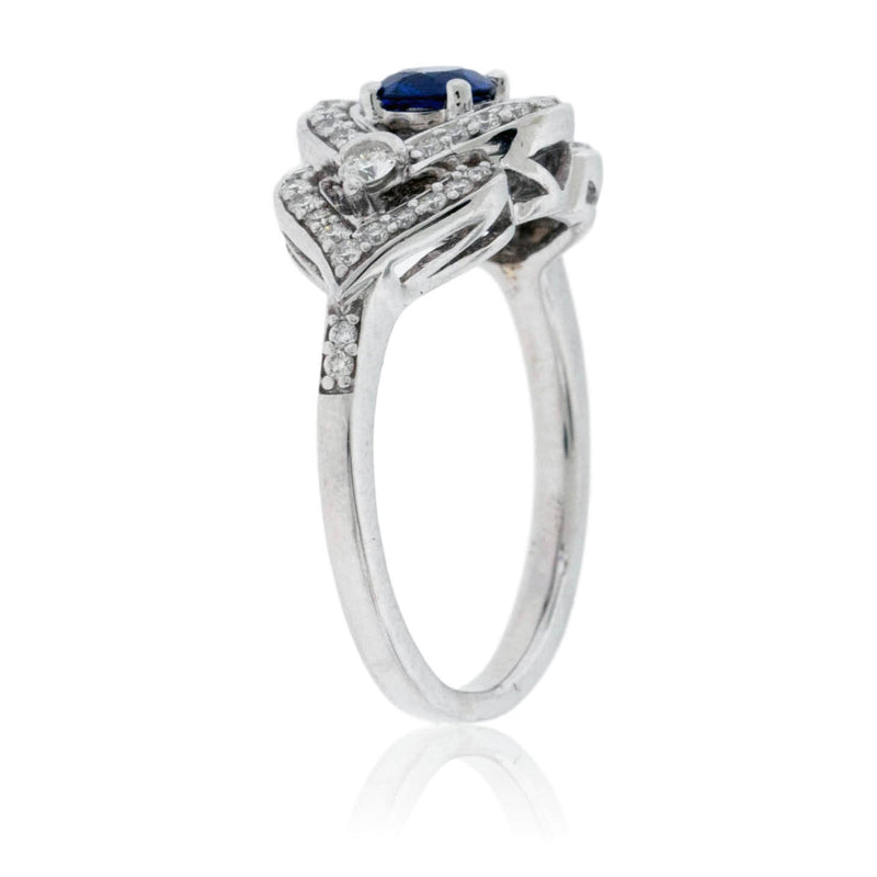 Sapphire Centered Diamond Accented Engagement Ring - Park City Jewelers