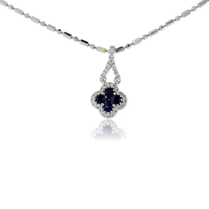 Sapphire Cluster and Diamond Halo Pendant - Park City Jewelers