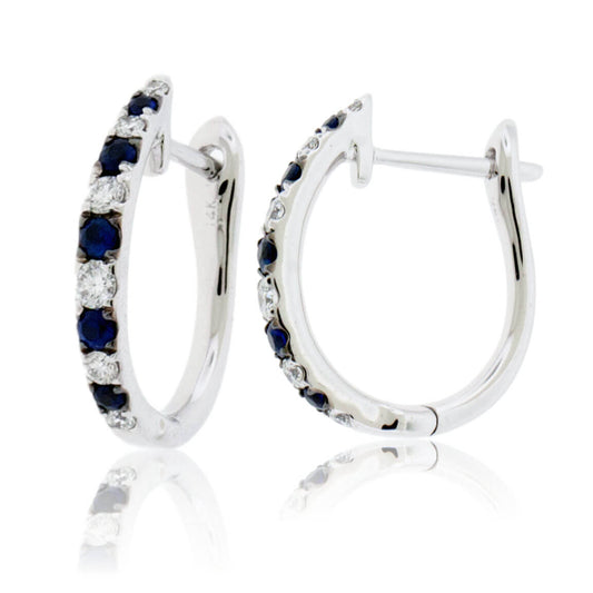 Sapphire & Diamond Alternating Hoop Earrings - Park City Jewelers