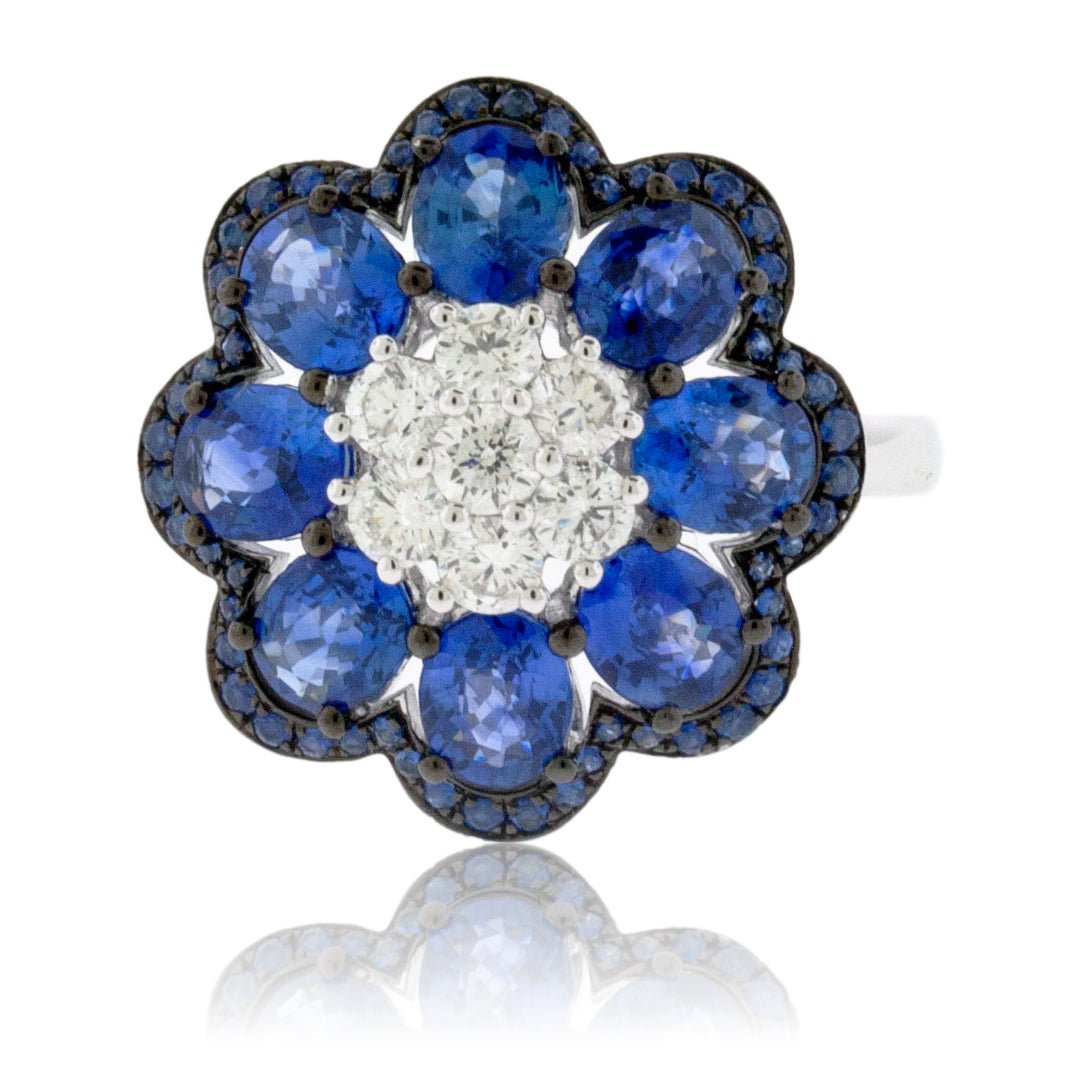 Sapphire Flower and Diamond Ring - Park City Jewelers