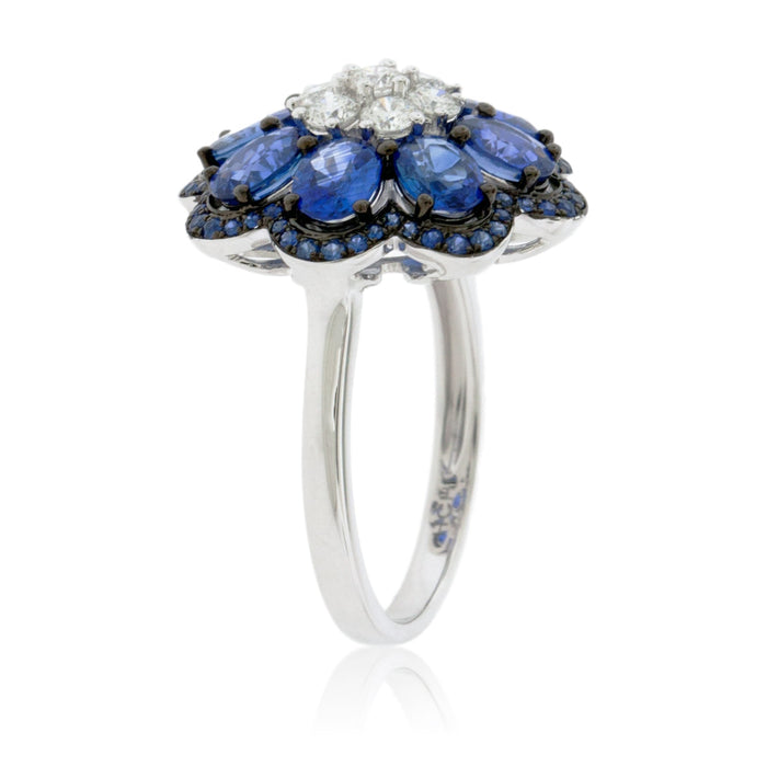 Sapphire Flower and Diamond Ring - Park City Jewelers
