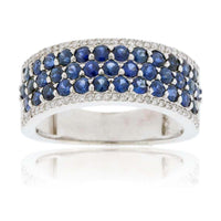 Sapphire Three Row & Diamond Band - Park City Jewelers