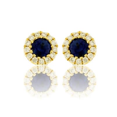 Sapphire with Diamond Halo Stud Earrings - Park City Jewelers