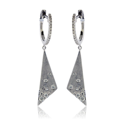 Satin Gold Finish Fancy Diamond Dangle Triangle Earrings - Park City Jewelers