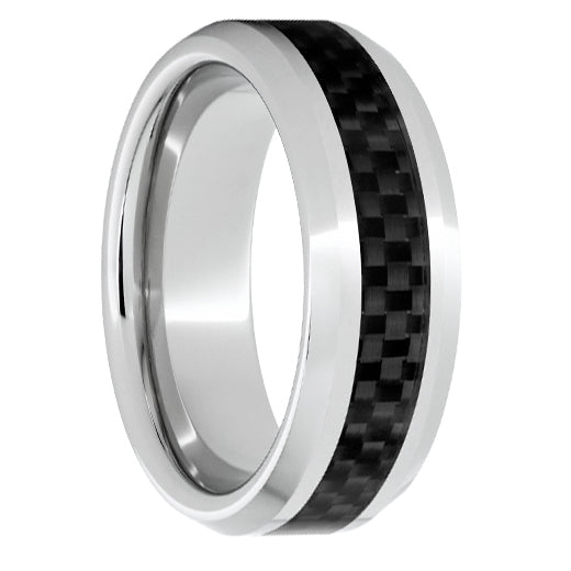 Serinium Beveled Edge Band with Carbon Fiber Inlay - Park City Jewelers