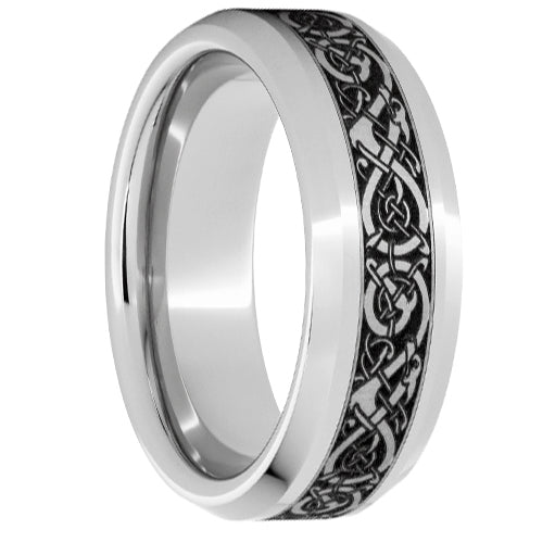 Serinium Beveled Edge Band with Viking Laser Engraving - Park City Jewelers