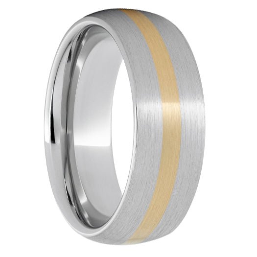 Serinium Domed Band with a 2mm 14K Yellow Gold Inlay and a Satin Finish - Park City Jewelers