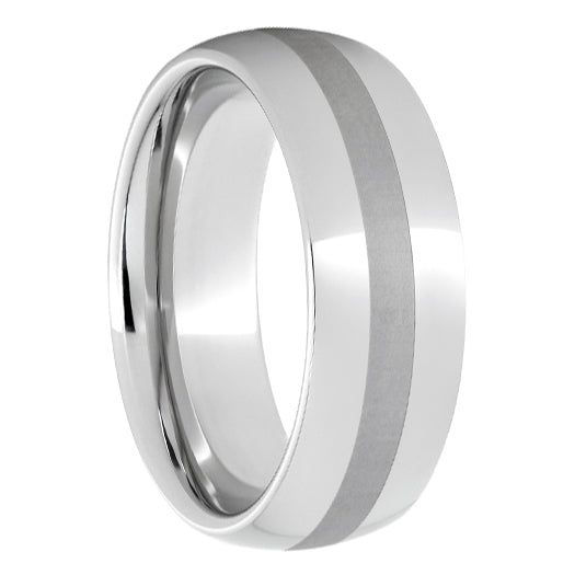 Serinium Domed Band with a 2mm Laser Satin Strip - Park City Jewelers