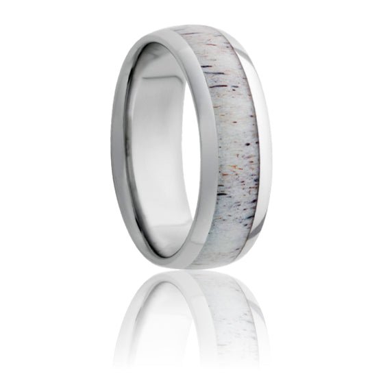 Serinium Domed Band with Antler Inlay - Park City Jewelers