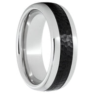 Serinium Domed Band with Black Ceramic Inlay and Hammered Center Finish - Park City Jewelers