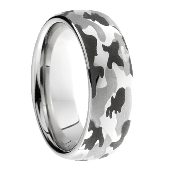 Serinium Domed Band with Camo Laser Engraving - Park City Jewelers
