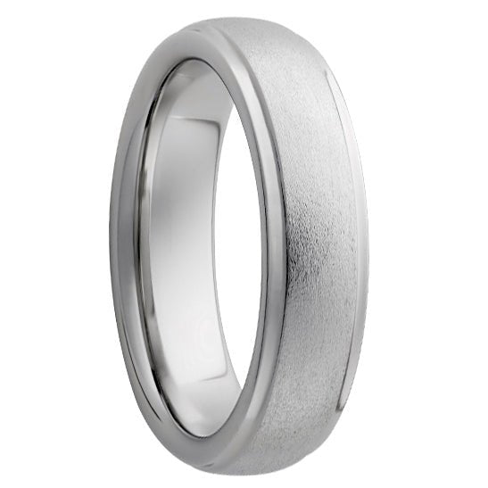 Serinium Domed Band with Grooved Edges and Stone Finish - Park City Jewelers