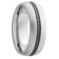 Serinium Domed Band with Rope Finished Center and Laser Satin Edges - Park City Jewelers