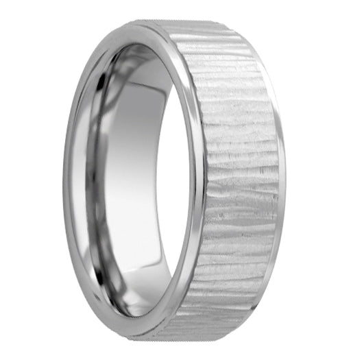 Serinium Flat Band with Grooved Edges and Bark Finish - Park City Jewelers