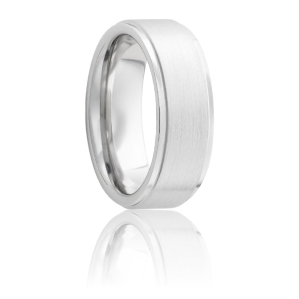 Serinium Flat Band with Grooved Edges and Satin Finish - Park City Jewelers