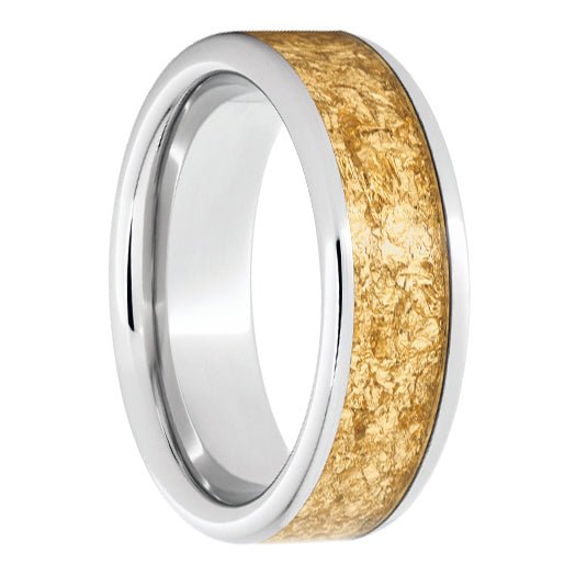 Serinium Pipe Cut Band with 5mm 24K Yellow Gold Leaf Inlay - Park City Jewelers