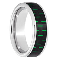 Serinium Pipe Cut Band with Black and Green Carbon Fiber Inlay - Park City Jewelers
