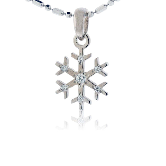 Seven Diamond Accented Snowflake Pendant - Park City Jewelers