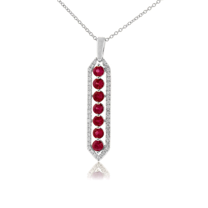 Seven Round Ruby & Diamond Pendant - Park City Jewelers