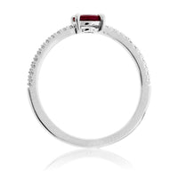 Sideways Oval Ruby and Diamond Shank Ring - Park City Jewelers