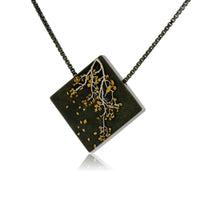 Silver, 18K Gold, & Nugget Gold Aspen Branch On Point Pendant - Park City Jewelers