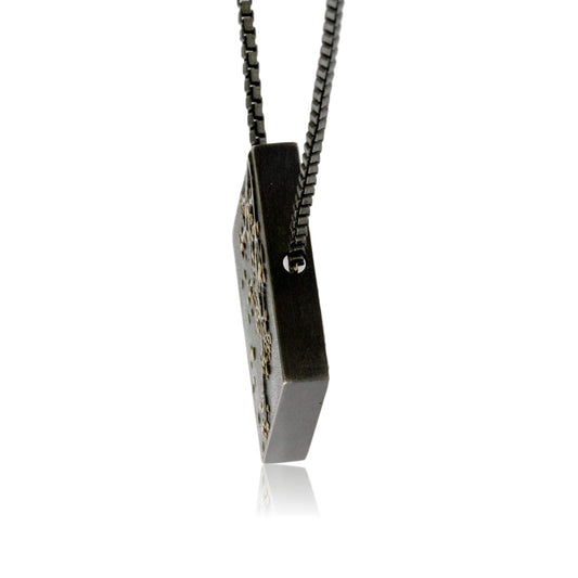 Silver, 18K Gold, & Nugget Gold Aspen Branch On Point Pendant - Park City Jewelers