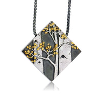 Silver, 18K Gold, & Nugget Gold Aspen Duet II On Point Pendant - Park City Jewelers