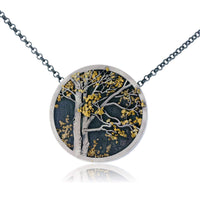 Silver, 18K Gold, & Nugget Gold Aspen Duet IV Pendant - Park City Jewelers