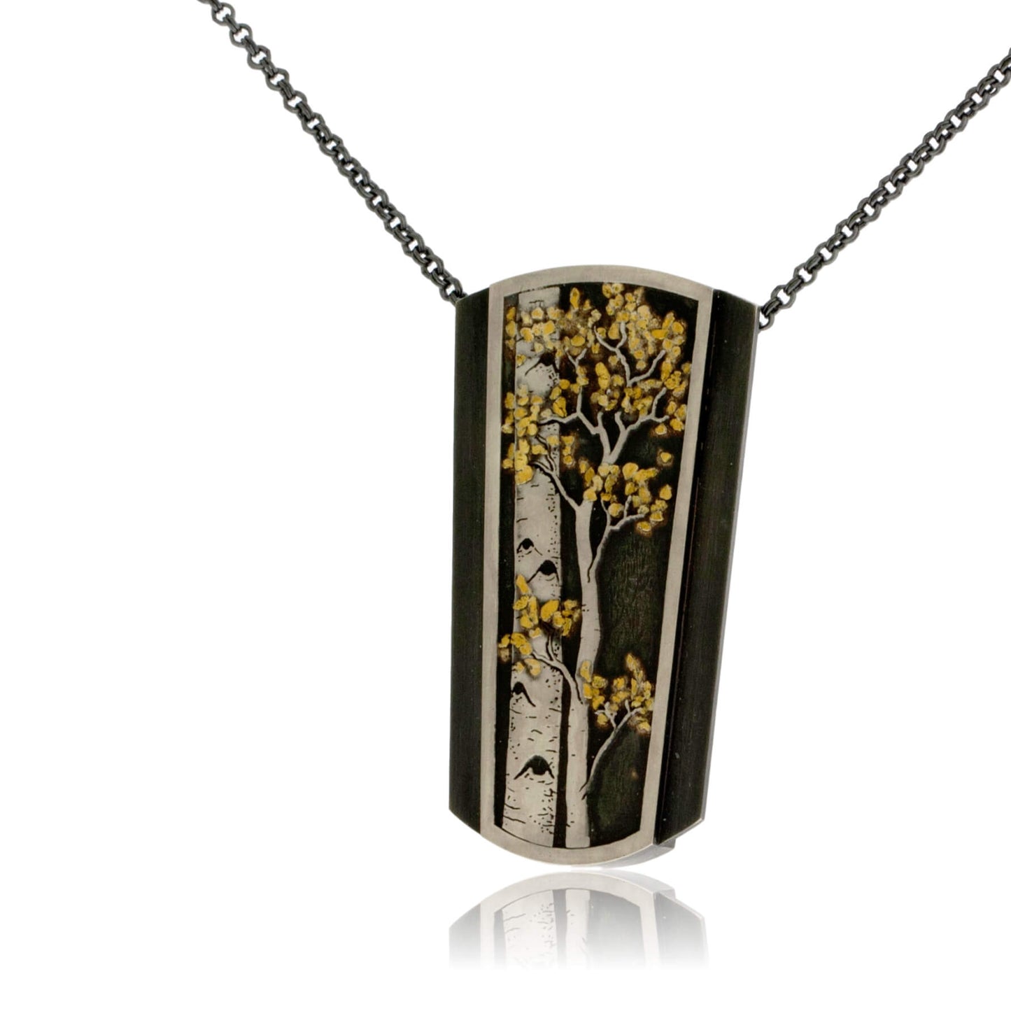 Silver, 18K Gold, & Nugget Gold Aspen Duet Pendant - Park City Jewelers