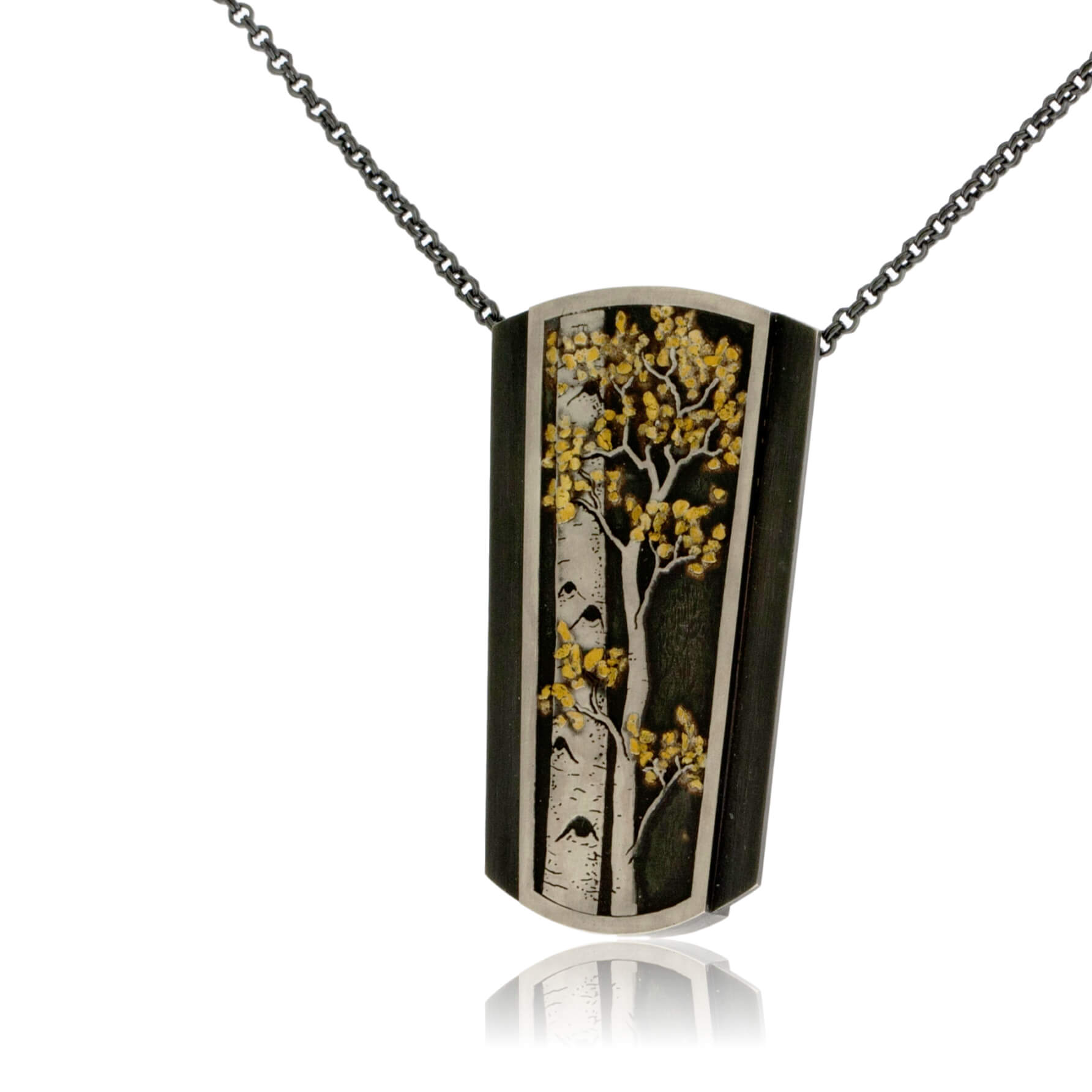 Silver, 18K Gold, & Nugget Gold Aspen Duet Pendant - Park City Jewelers