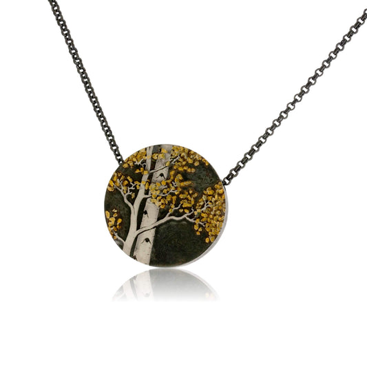 Silver, 18K Gold, & Nugget Gold Aspen Duet Pendant - Park City Jewelers