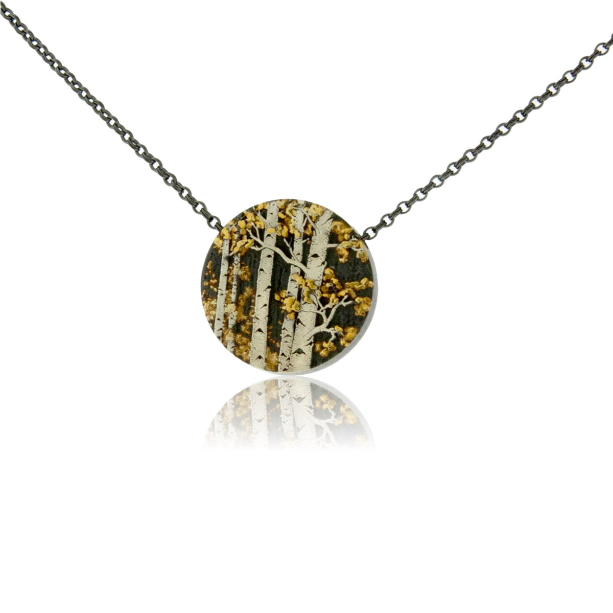 Silver, 18K Gold, & Nugget Gold Aspen Pendant - Park City Jewelers