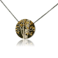 Silver, 18K Gold, & Nugget Gold Aspen Pendant - Park City Jewelers