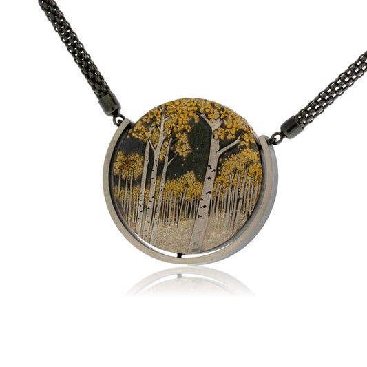 Silver, 18K Gold, & Nugget Gold First Snow Aspen Pendant - Park City Jewelers