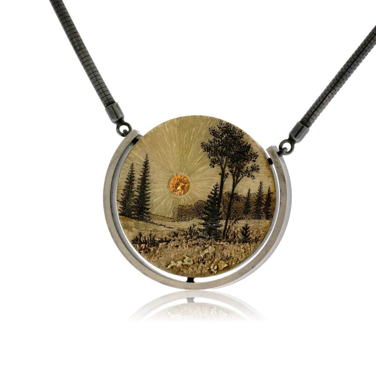 Silver, 18K Gold, & Nugget Gold Rocky Mountain Meadow Scene - Park City Jewelers