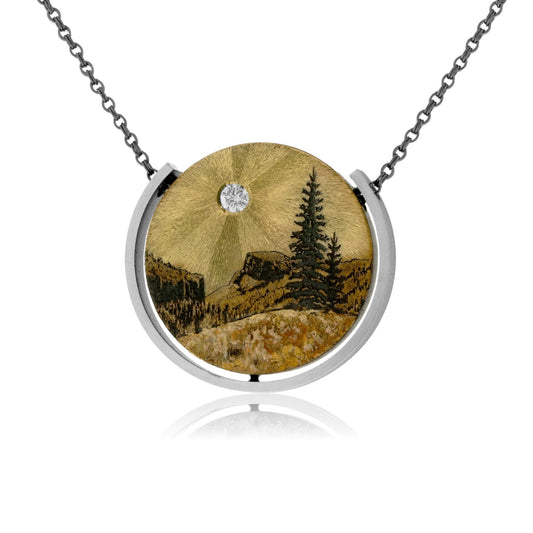 Silver, 18K Gold, & Nugget Gold Rocky Mountain Memories Pendant - Park City Jewelers