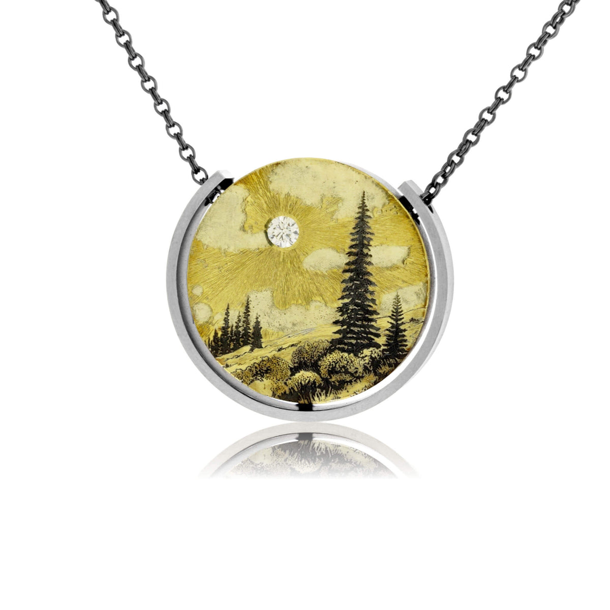Silver, 18K Gold, & Nugget Gold Rocky Mountain Memory Scene - Park City Jewelers
