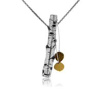 Silver Carved Aspen with Gold Leaf Adorn Pendant - Park City Jewelers