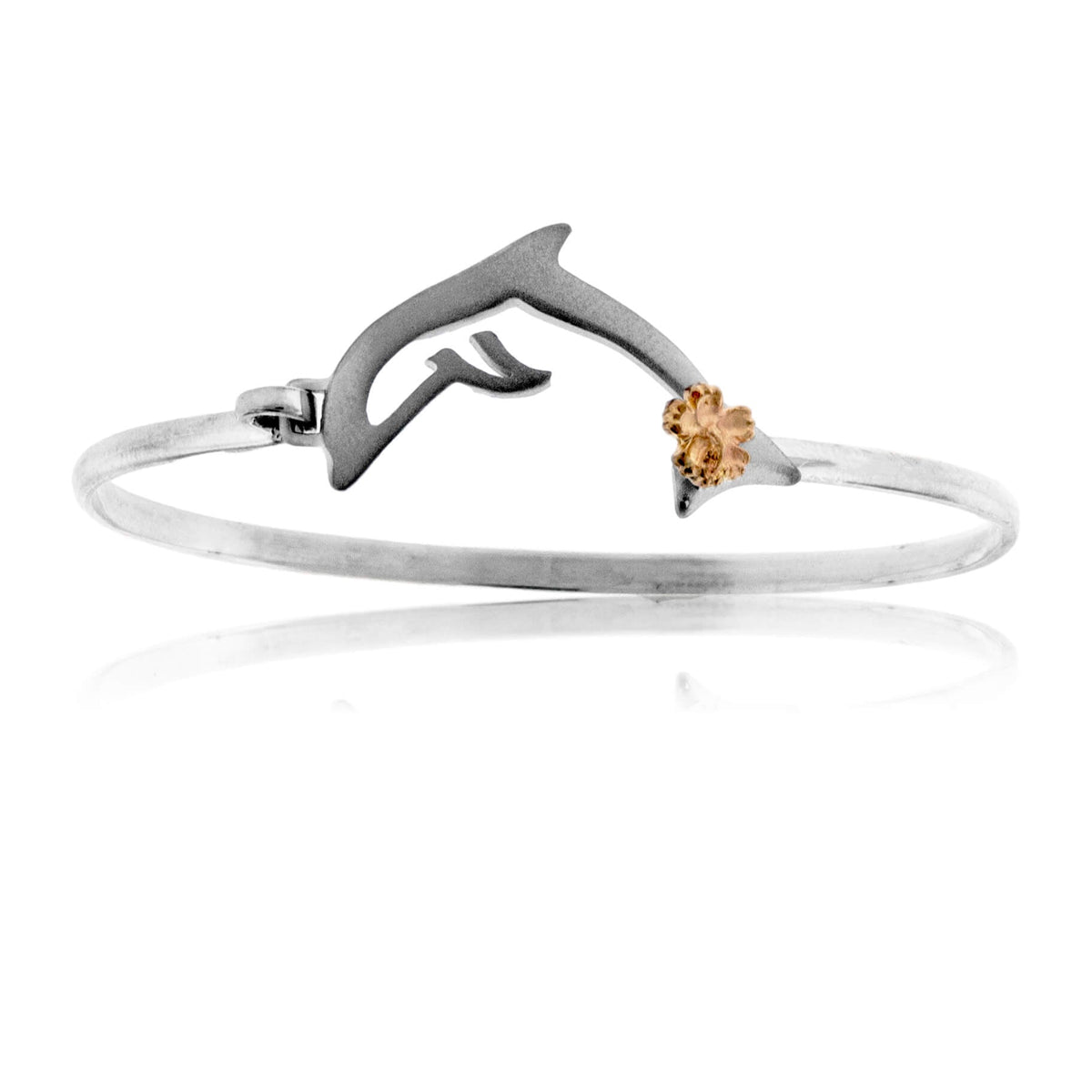 Silver Dolphin with Gold Hibiscus Flower Bracelet - Park City Jewelers