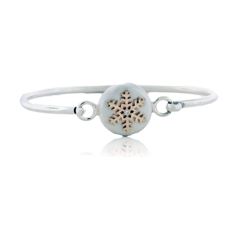 Silver & Gold Diamond Snowflake Bangle Bracelet - Park City Jewelers