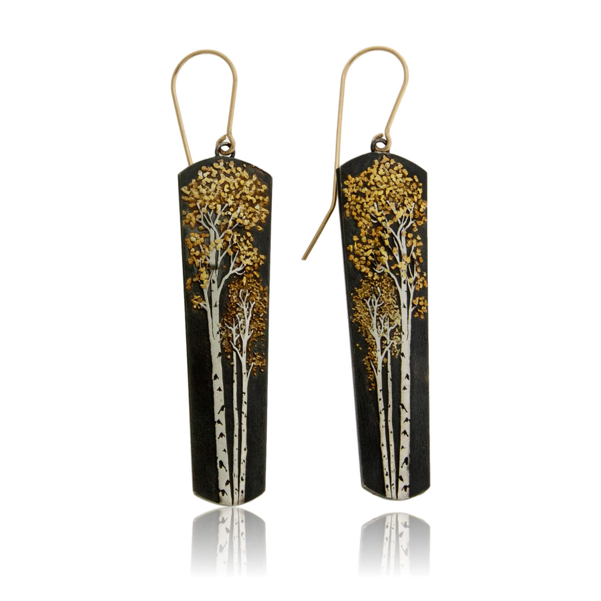 Silver & Gold Nugget Aspen Tree Earrings - Park City Jewelers