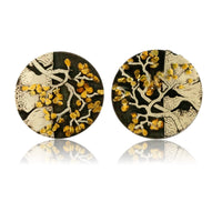 Silver & Gold Nugget Aspen Tree Stud Disc Earrings - Park City Jewelers