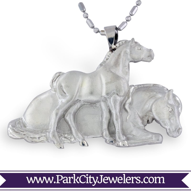 Silver Mare and Colt Necklace - Park City Jewelers