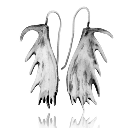 Silver Moose Antler Drop Earrings - Park City Jewelers
