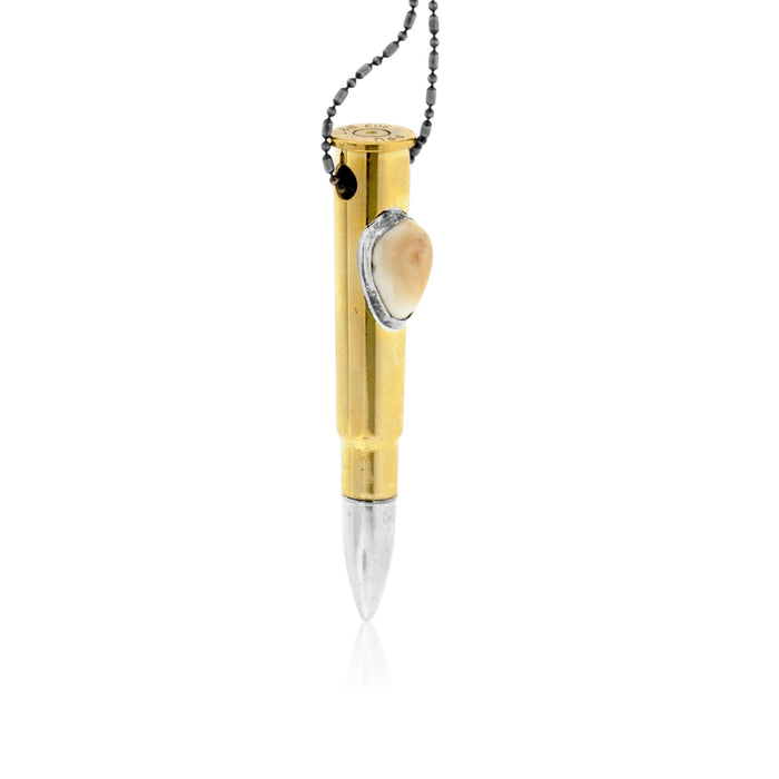 Silver Tipped Elk Ivory Side Bullet Necklace - Park City Jewelers